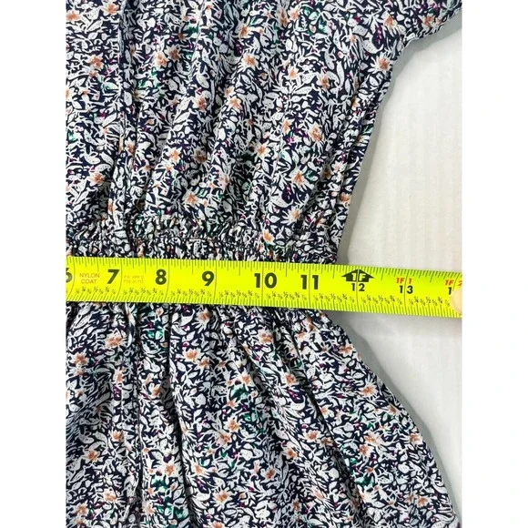Indigo Rose Floral Midi Dress Long Sleeve Tie Front Layered Elastic Waist Sz S - Picture 15 of 16